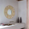 Vintiquewise Creative Bamboo Hanging Wall Mirror Round Shape, Natural for Living Room, Dining Room or Playroom QI004407